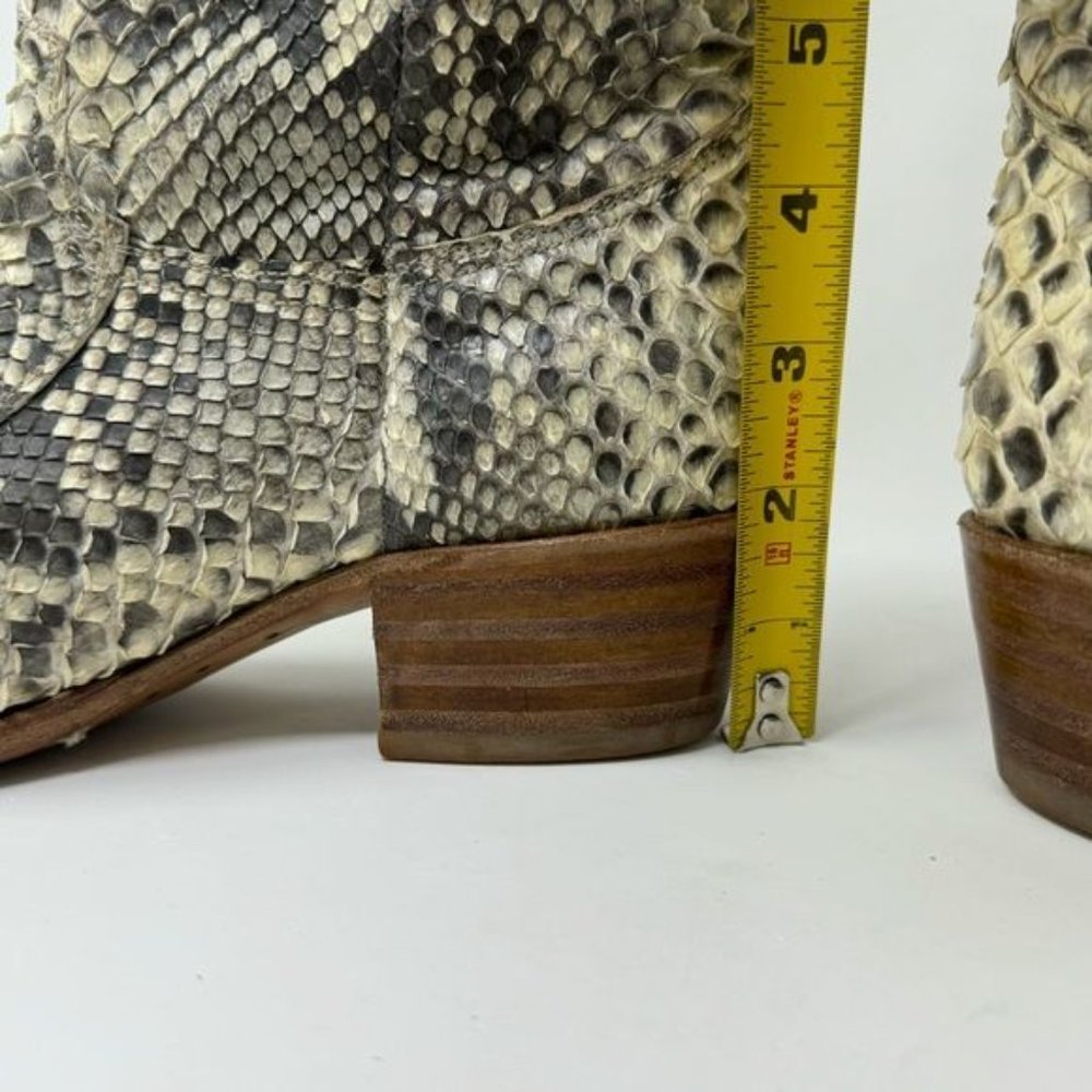 The Frye Company Deborah Pull On cowboy Boots phyton snakeskin goodyear welt 10M - Picture 15 of 16